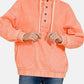 Zenana - Drawstring Half Snap Dropped Shoulder Hoodie