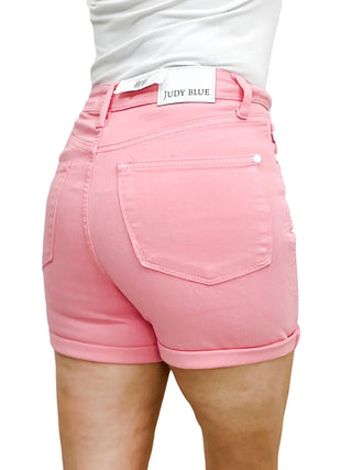 Judy Blue - Shorts tingidos com controle de barriga de cintura alta