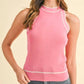 Anniewear - Striped Rib Halter Neck Sweater Tank