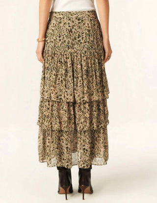 Bash - Midi Printed Ruffled Skirt