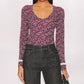 Free People - Women's Long Sleeve Ditsy Floral Sugar Dreams Bodysuit