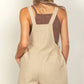 Very J - Suspender Solid Woven Casual Overall Romper