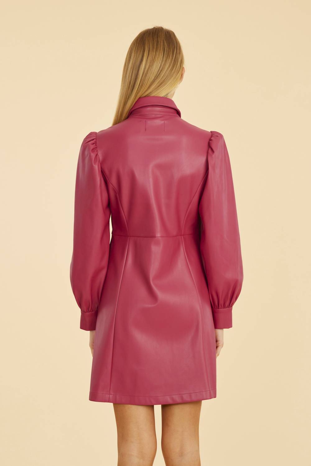 Dolce Cabo - Faux Leather Puff Shoulder Dress