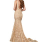 Rachel Allan - Beaded Lace Prom Gown