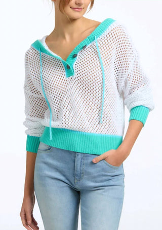 525 America - Moletom com capuz em crochê com blocos de cores