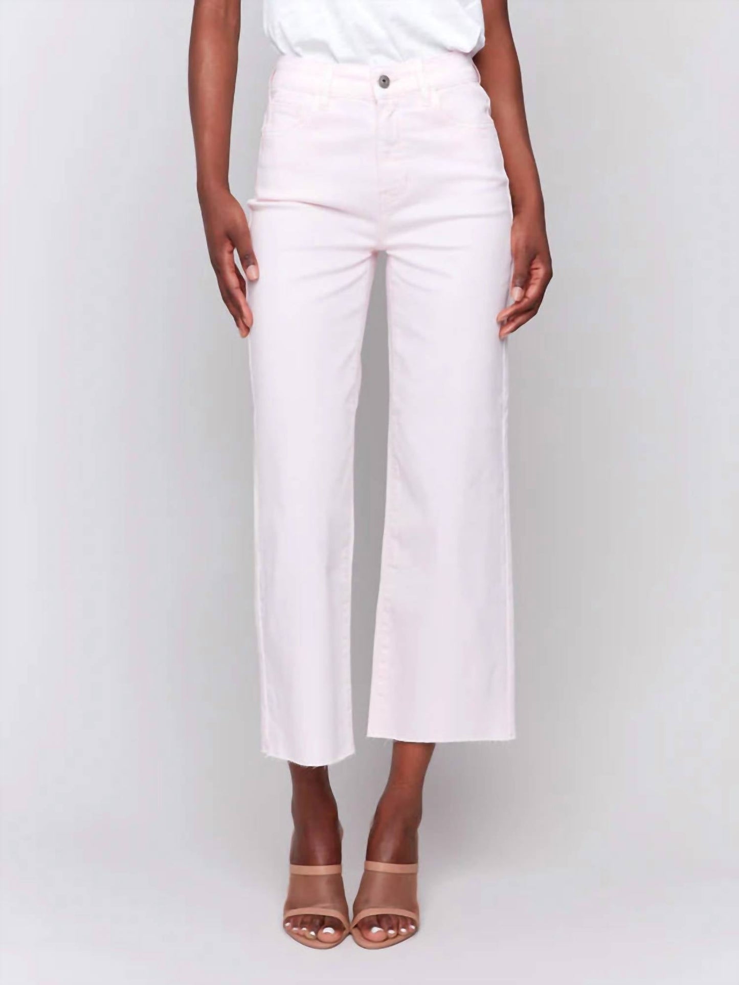 Charlie B - Wide Leg Twill Pants With Raw Edge