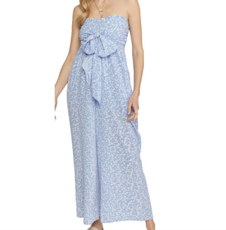 Entro - Floral Print Bust Tie Jumpsuit