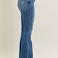Judy Blue - Mid Rise Vintage Wash Flare Jeans With Distressed And Fray Hem