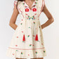 Lalavon - Ruffle Sleeve Embroidered Mini Dress