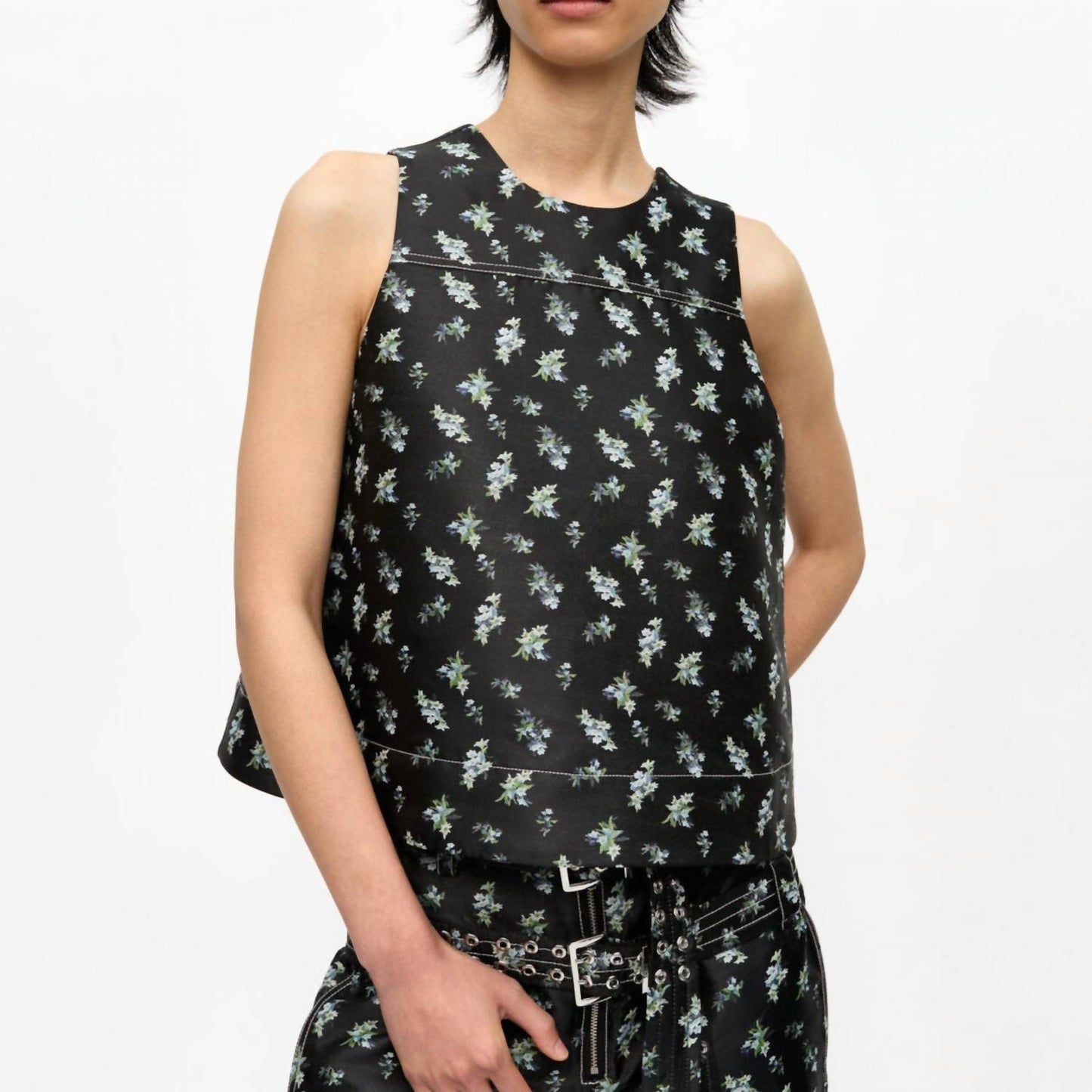 Ganni - Floral Jacquard Sleeveless Top