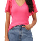 1.STATE Flutter Sleeve Rib Knit T-Shirt in Berry Pink, Size X-Small