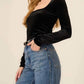 Project Social T - Dream Come True Square Neck Velvet Long Sleeve Top