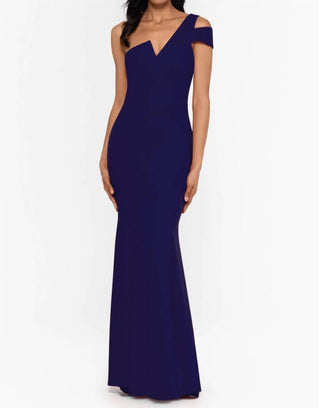 Betsy & Adam - Cutout One Shoulder Floor Length Gown