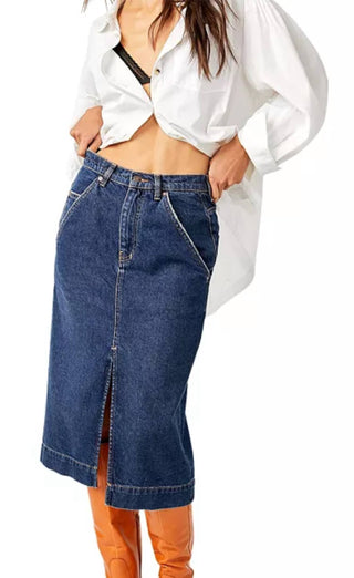 Free People - Saia jeans midi Wild Roses