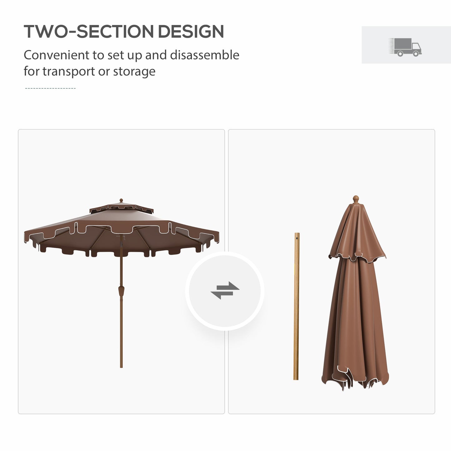 Outsunny 9' Patio Umbrella with Push Button Tilt and Crank