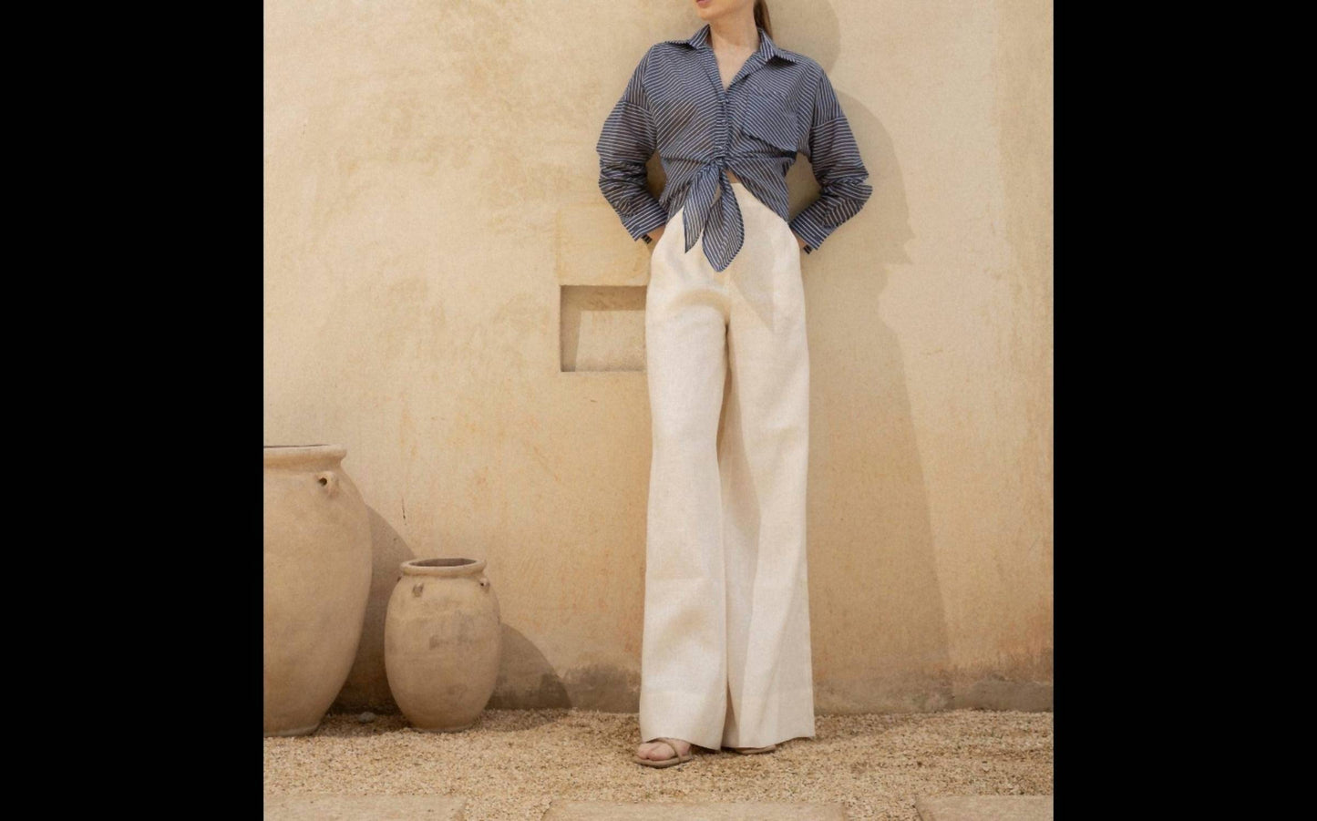 Andres Otalora - Women's Sueño Botanico Embroidered Linen Wide Leg Pants