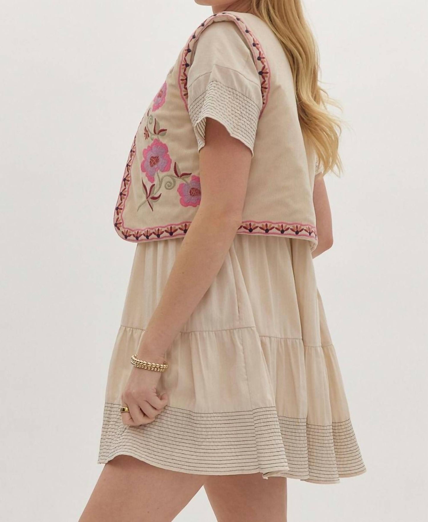 Entro - CORDUROY FLORAL EMBROIDERED VEST