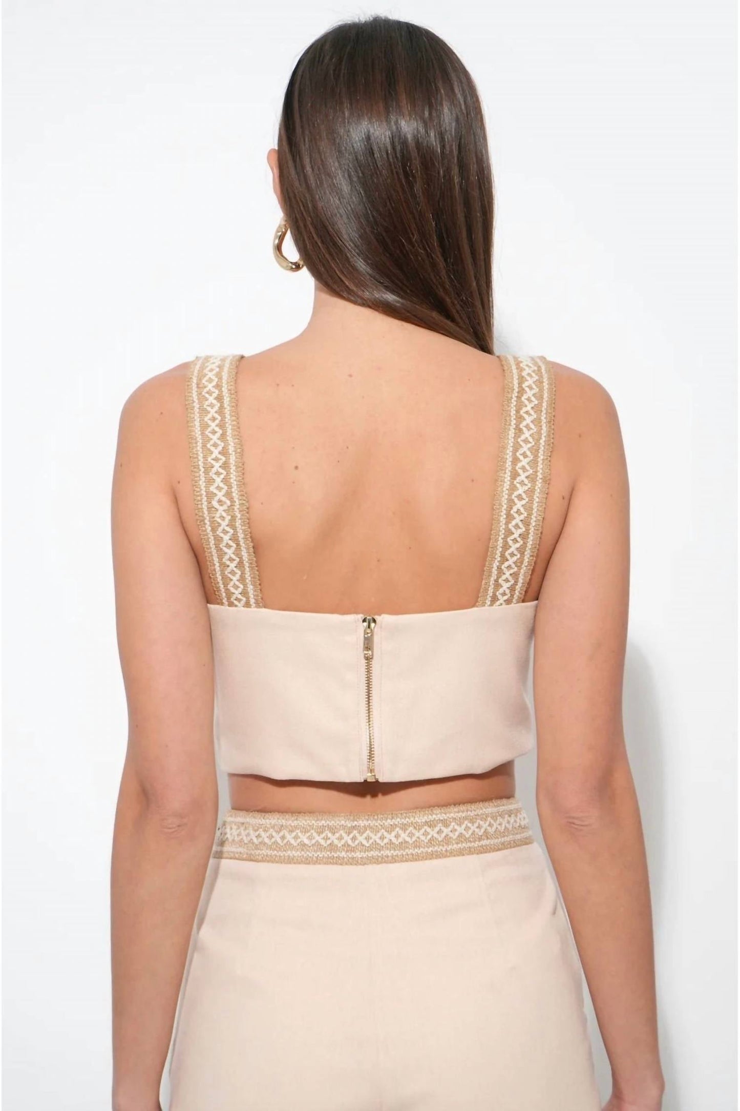 Adelyn Rae - Traci Embroidered Cropped Top