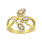 10K Yellow Gold 1/2 Cttw Round-Cut Diamond Layered Crossover Triple Leaf Bypass Ring (I-J Color, I1-I2 Clarity) - Size 7