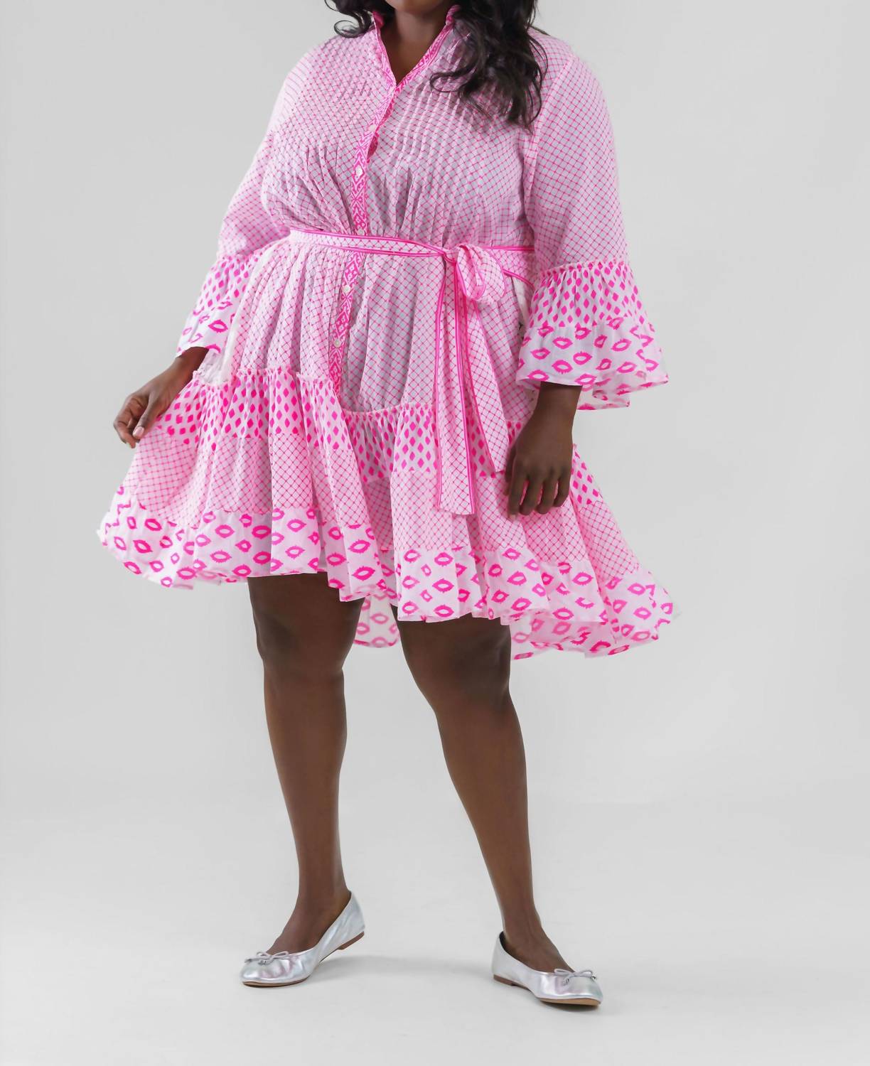 Pep'S Cannes - Short Net Print Mini Dress - Plus