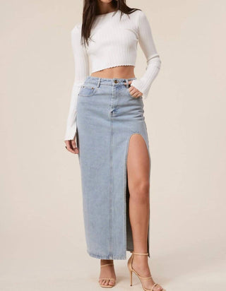 Mimosa - Clara Denim High Slit Maxi Skirt