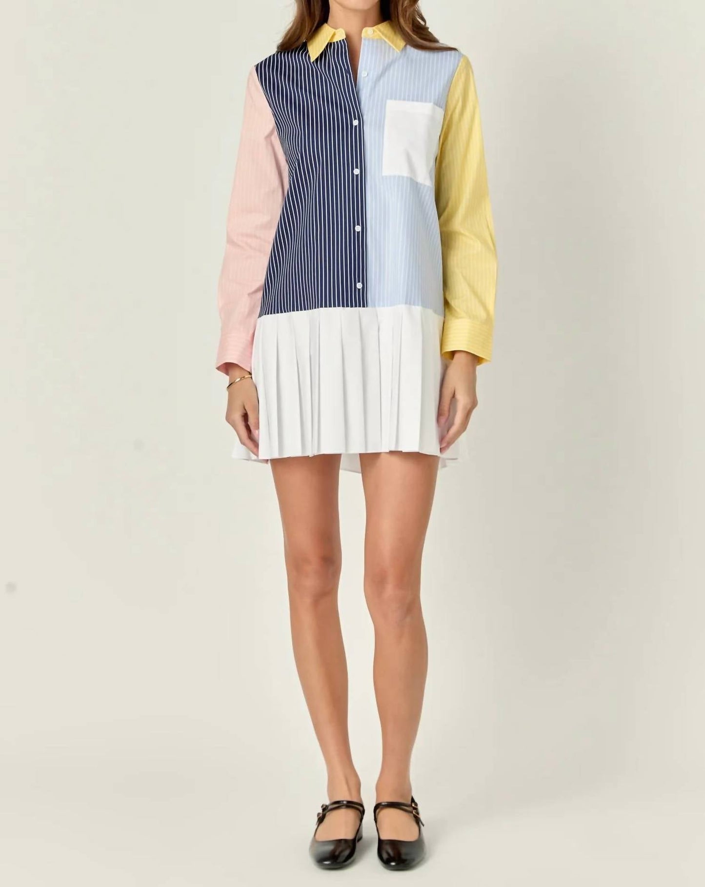 English Factory - Pinstripes & Pleats Dress