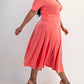 The Curve La - Plus Size Knit Surplice Midi Dress With Full Skirt