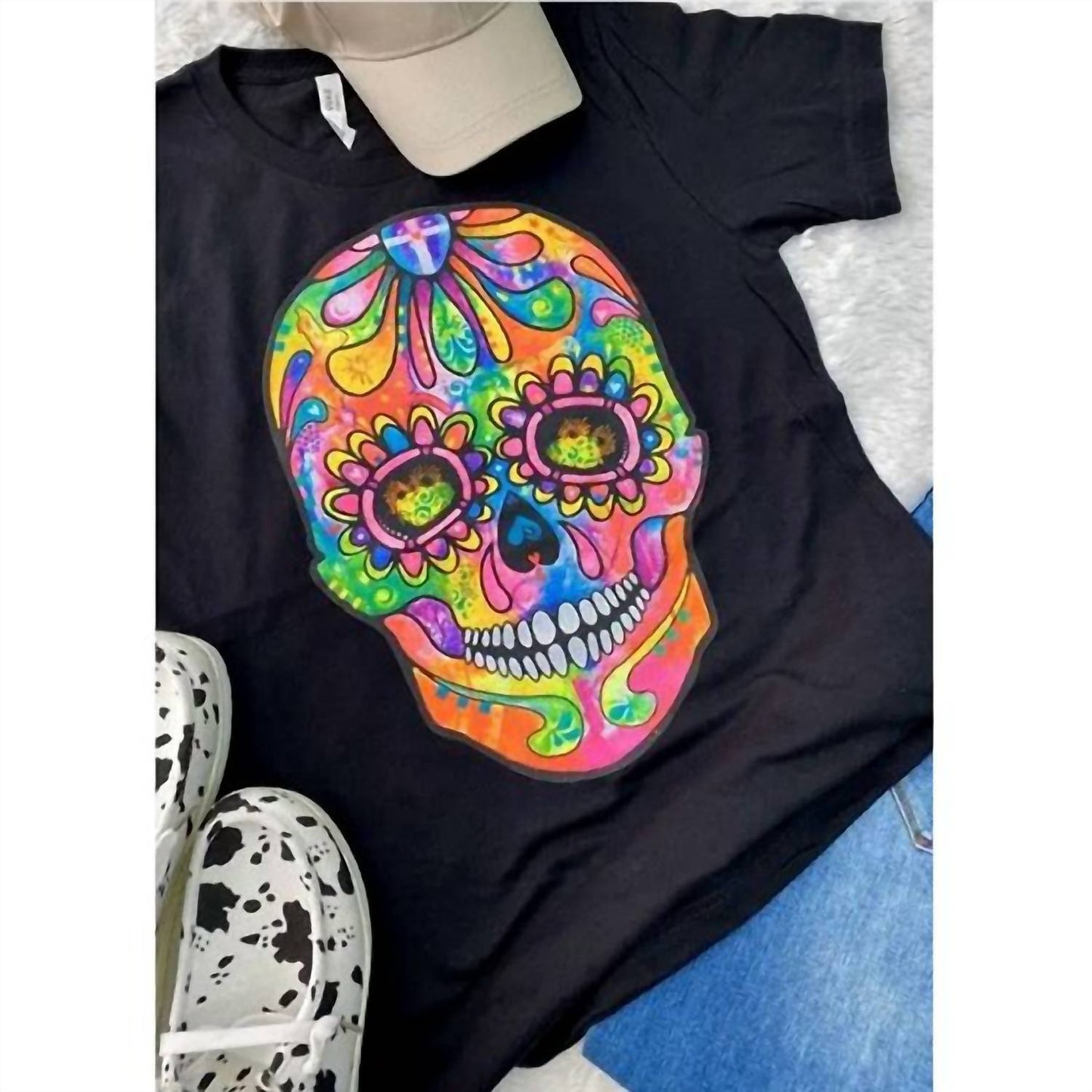 L&B Life - Women's Colorful Sugar Skull Tee