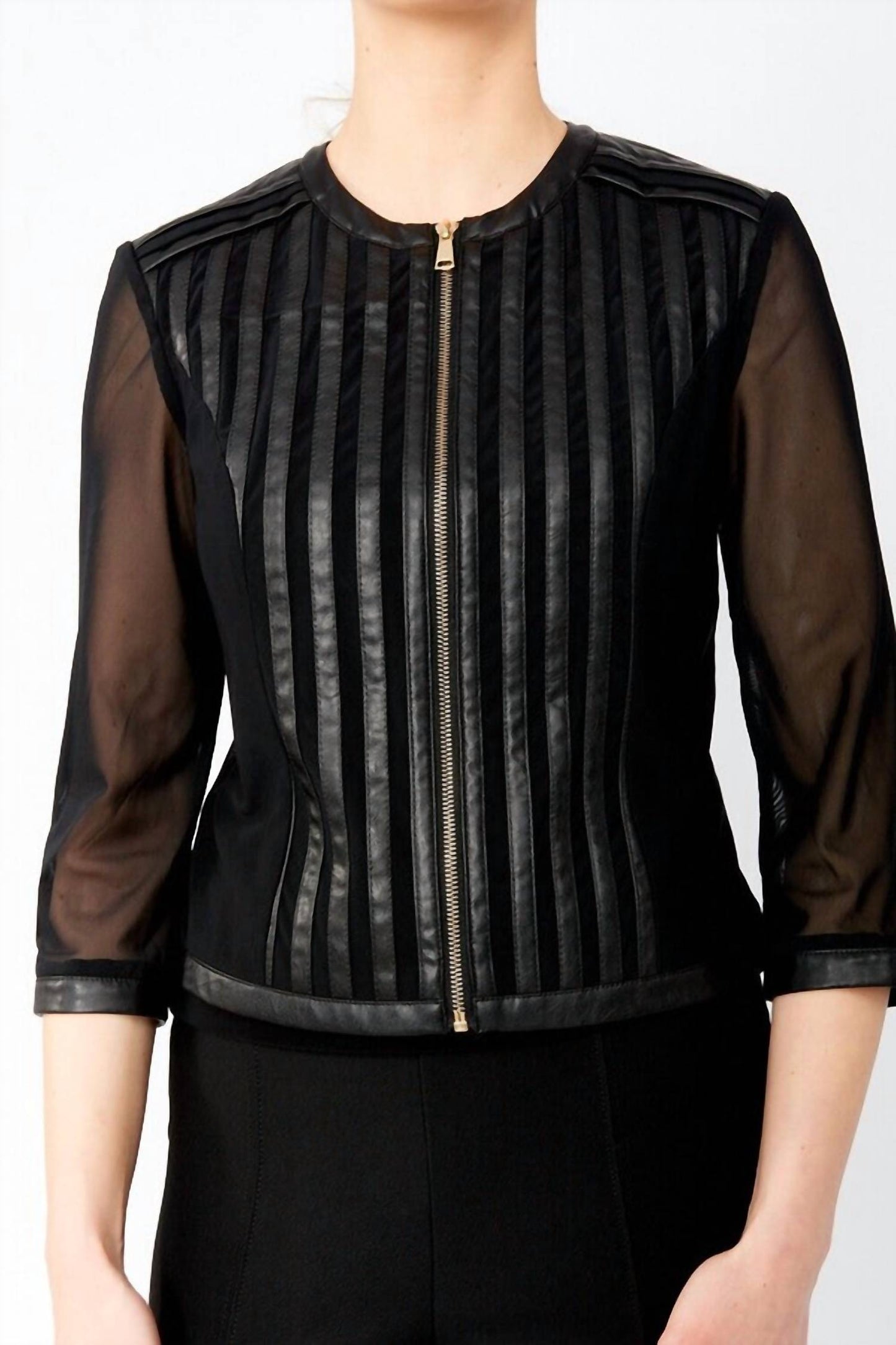 Frank Lyman - Zipper Closure Striped Jacket