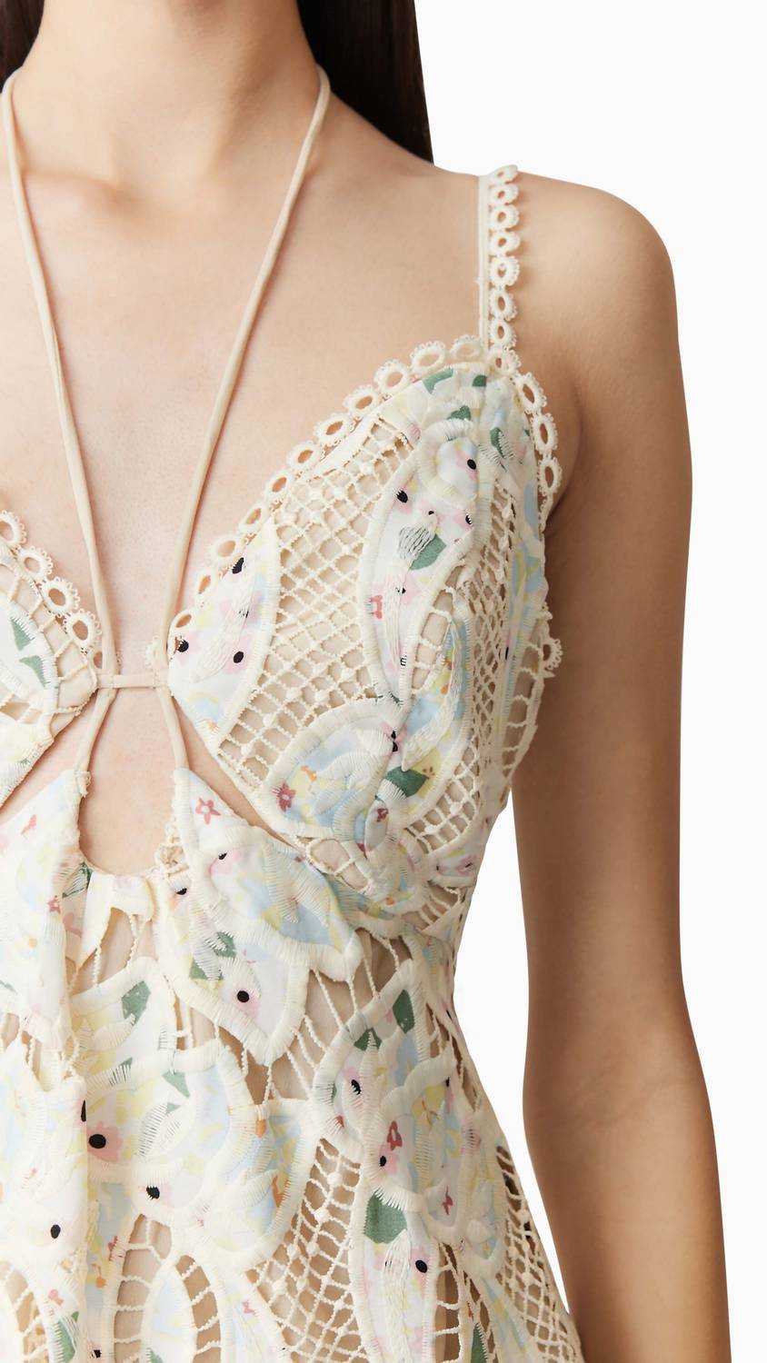Elliatt - Elliatt Kyla Eyelet Halter Mini Dress