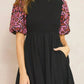 Entro - Embroidered Puff Sleeve Dress