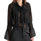 Steve Madden - Aurora Collar Ruffle Neck Long Sleeve Button Front Blouse