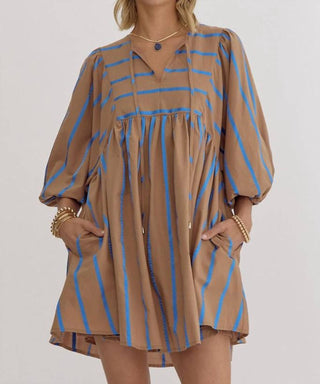 Entro - Vestido curto babydoll listrado