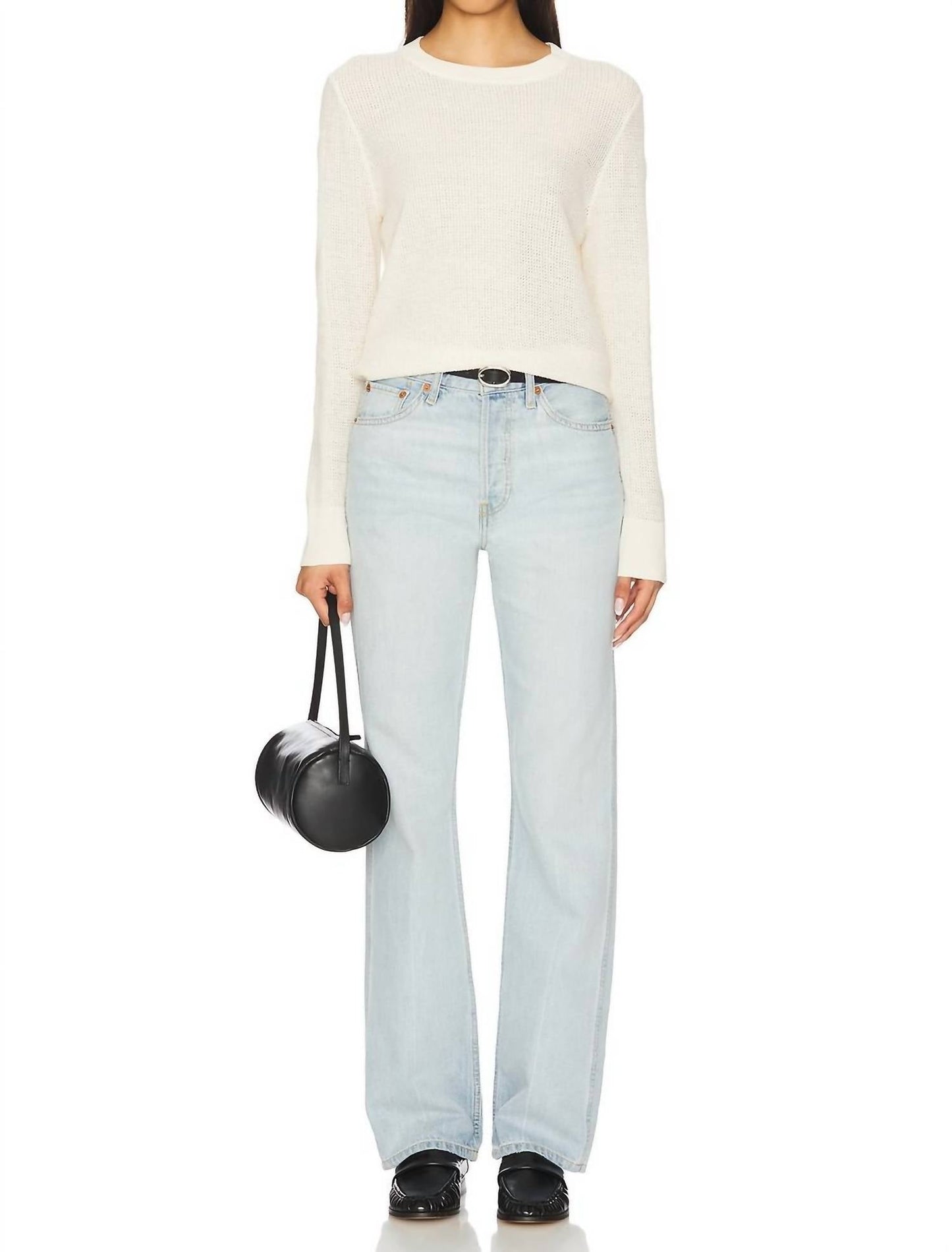 Enza Costa - Linen Open Knit Crewneck Sweater