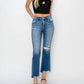 Risen - Full Size Frayed Step Hem Ankle Straight Jeans