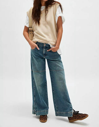 Free People - Calça jeans Benji Relaxed Wide Leg