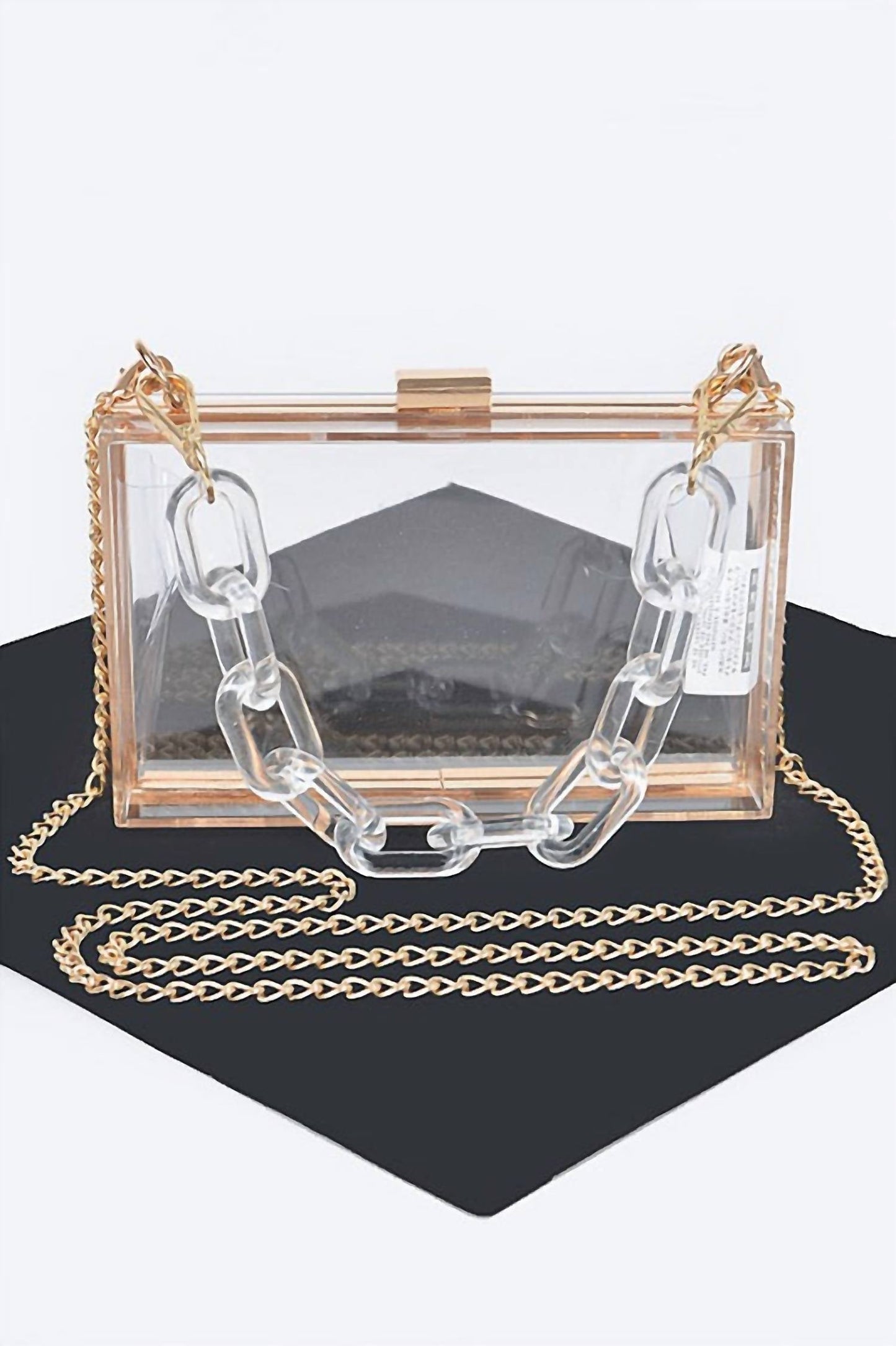 Artini Accessories - Women's Lucite Chain Handle Stadium Box Clutch