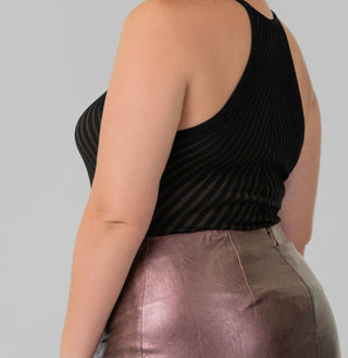 Good American - Body Halter canelado macio