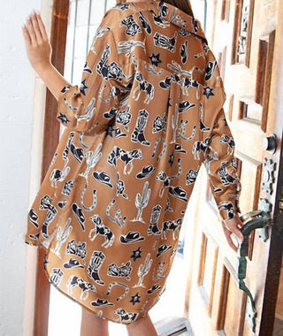 Ee:Some - Western Inspired Button Down Shirt Mini Dress