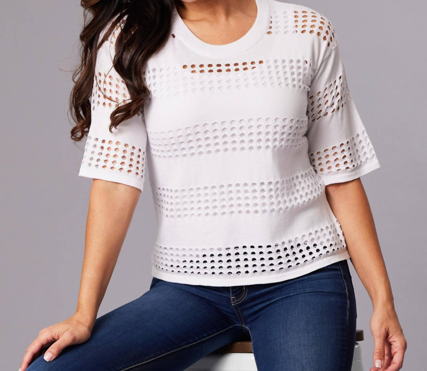 Angel Apparel - Crochet 3/4 Sleeve Top