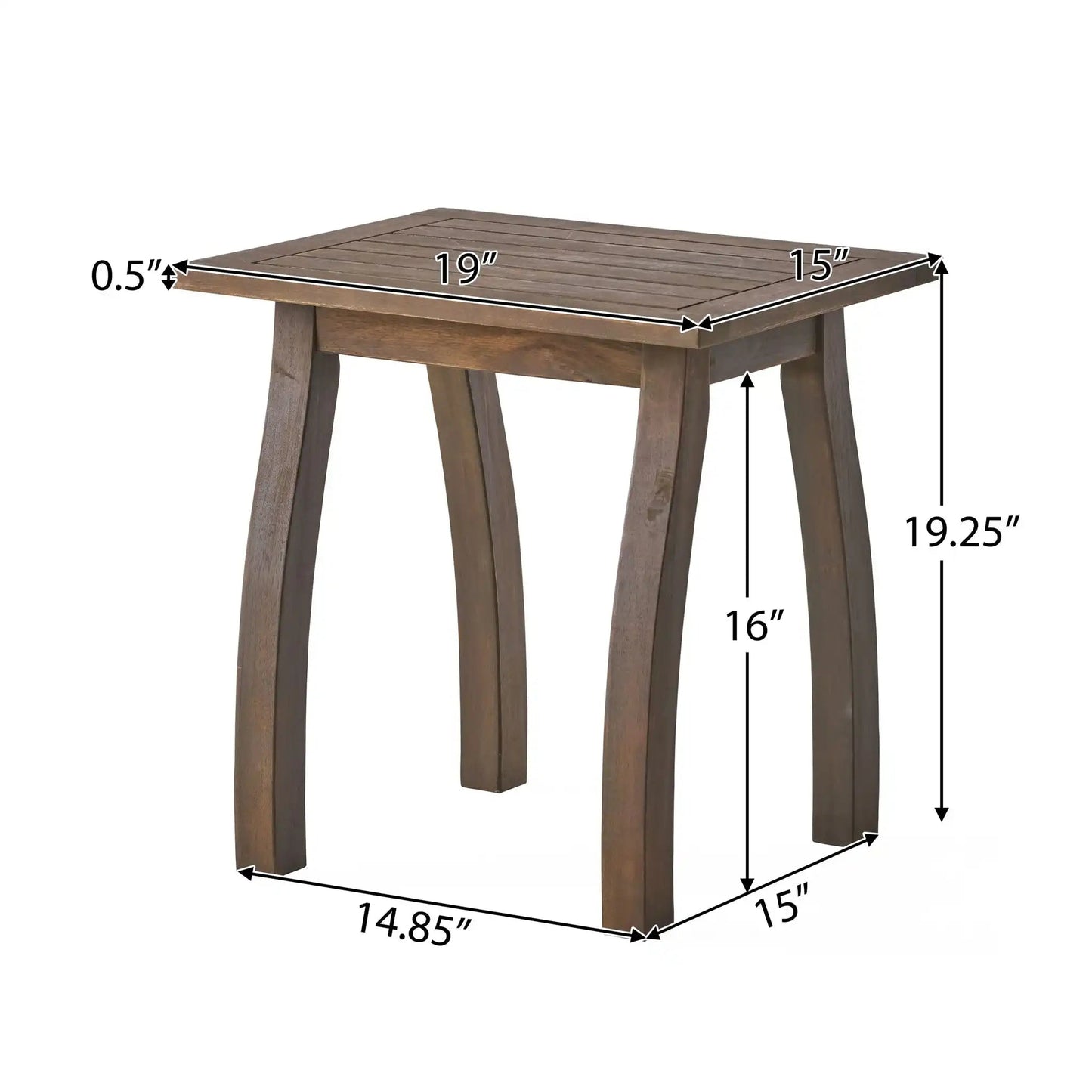 Kinesis Outdoor Side Table With Slatted Top and Wood Frame