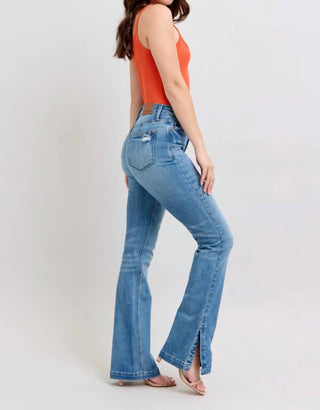 Judy Blue - Calça jeans bootcut com fenda lateral e controle de barriga