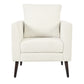 Modern Teddy Fabric Chair  Foam-Padded Barrel Design with Rubberwood Base White
