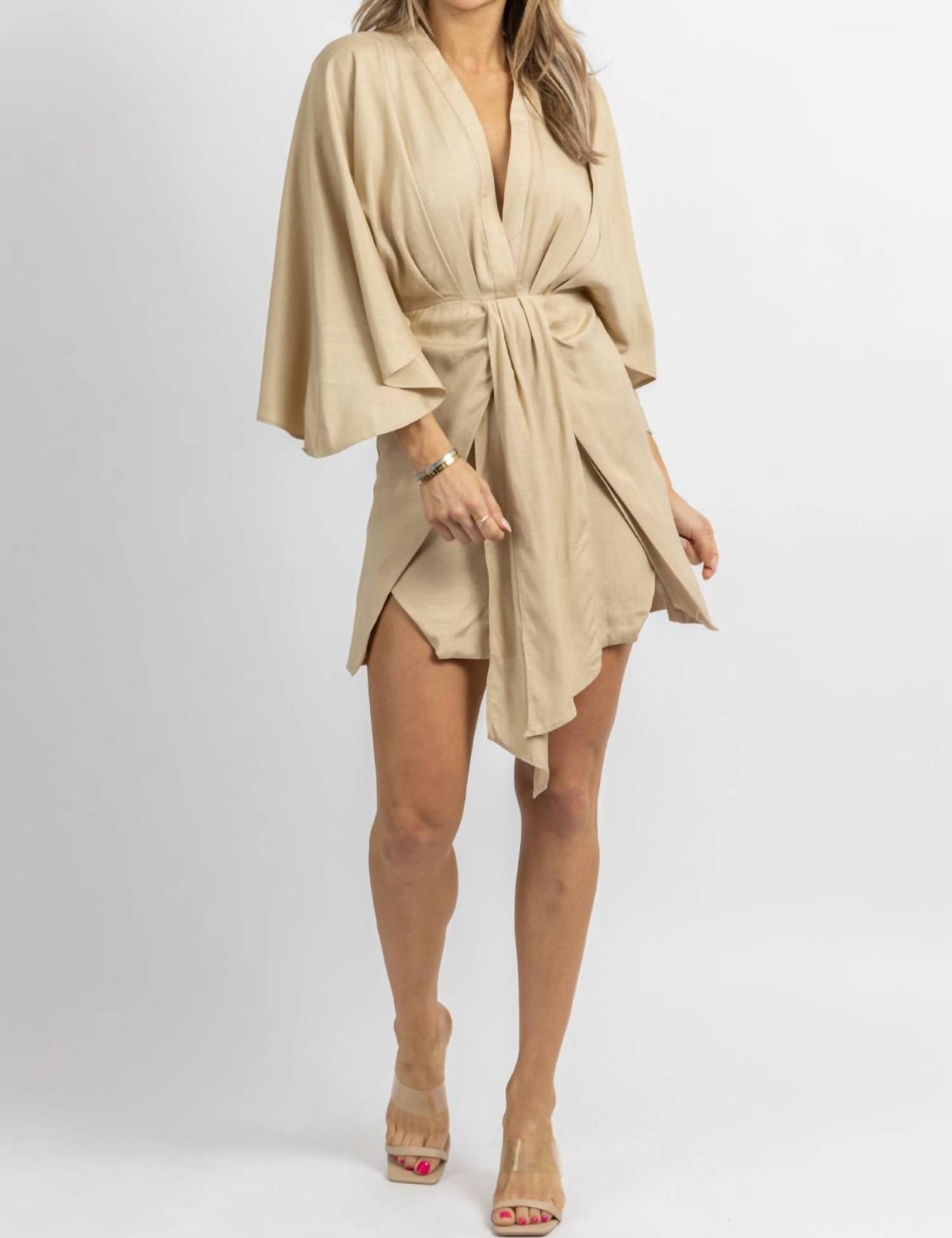 Mable - LINEN DOLMAN SLEEVE MINI DRESS