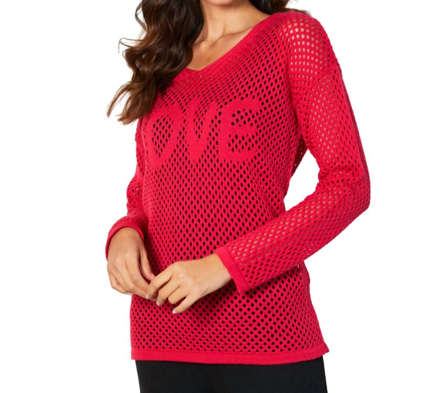 French Kyss - LOVE Crochet V-Neck Top