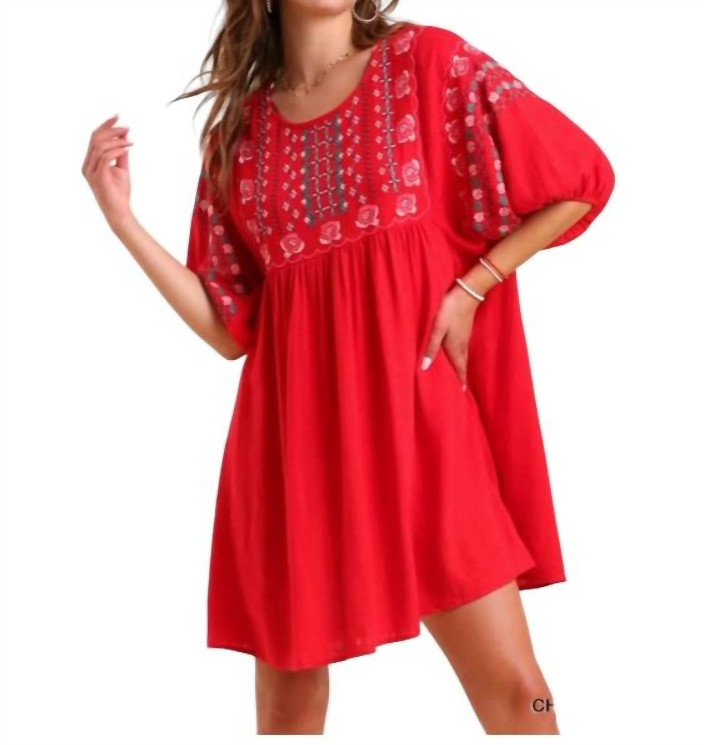 Umgee - Floral Embroidered Dress