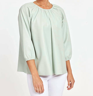 Dolce Cabo - Blusa Blakely de couro sintético com manga bufante