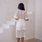 Saachi - V-neck Tie-front Crochet Cover Up