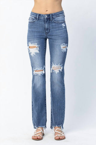 Judy Blue - Calça jeans Marian Destroyed reta, cintura média