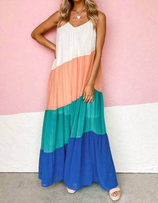 Entro - Colorblock V-neck Dress